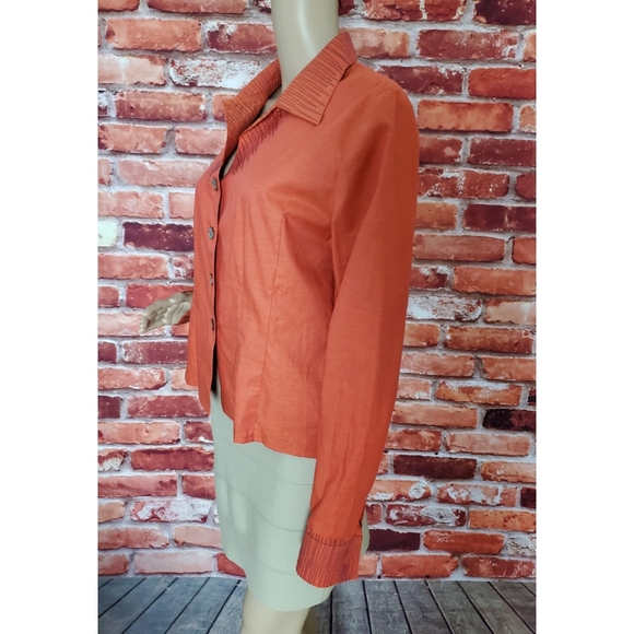 Josef Tresek Orange Cotton Blazer Large - Picture 3 of 8